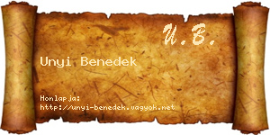 Unyi Benedek névjegykártya